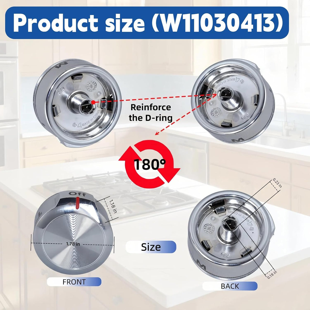 W11030413 Range Knob Replacement Fits for KitchenAid Whirlpool Stove Knobs