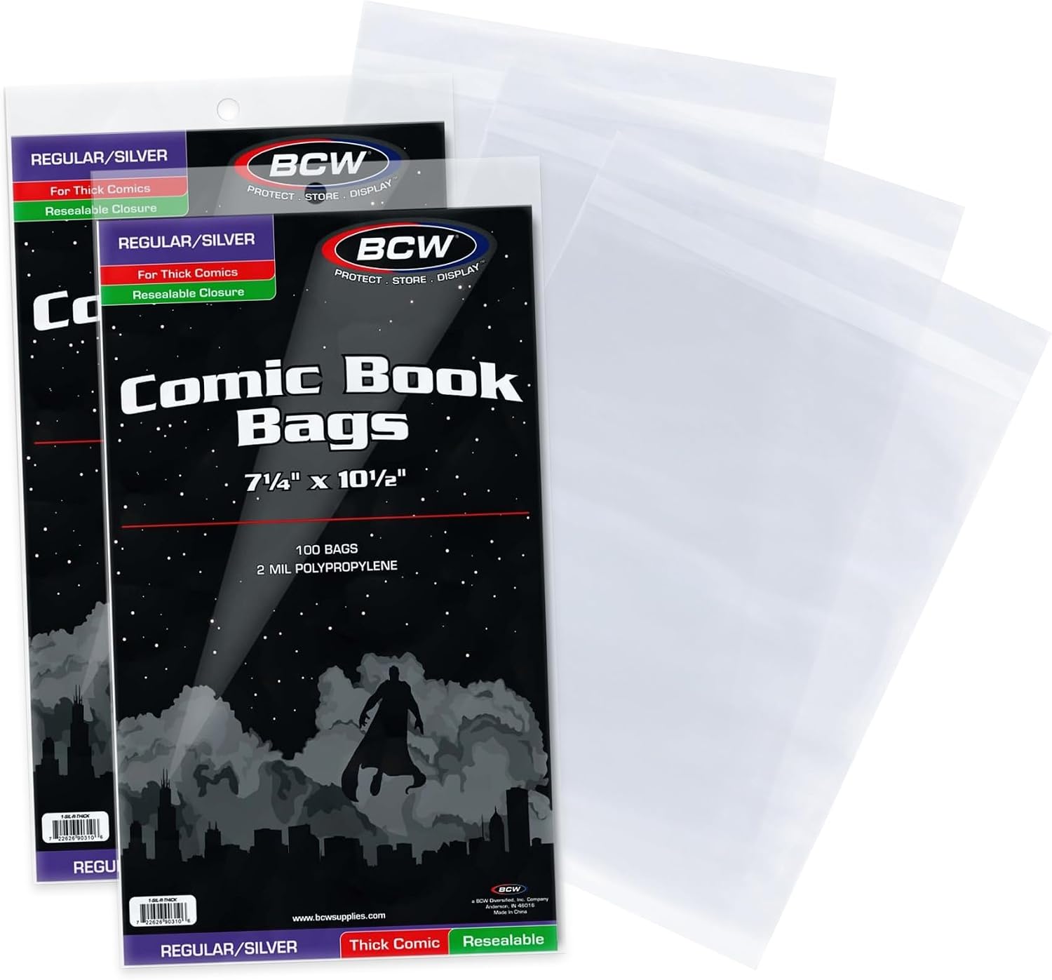 Resealable Thick Silver Age Comic Bags - 200 ct | Archival Quality, Acid-Free Protection for Silver Age Comic Books |