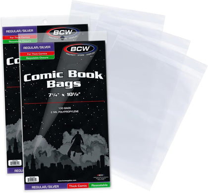 Resealable Thick Silver Age Comic Bags - 200 ct | Archival Quality, Acid-Free Protection for Silver Age Comic Books |