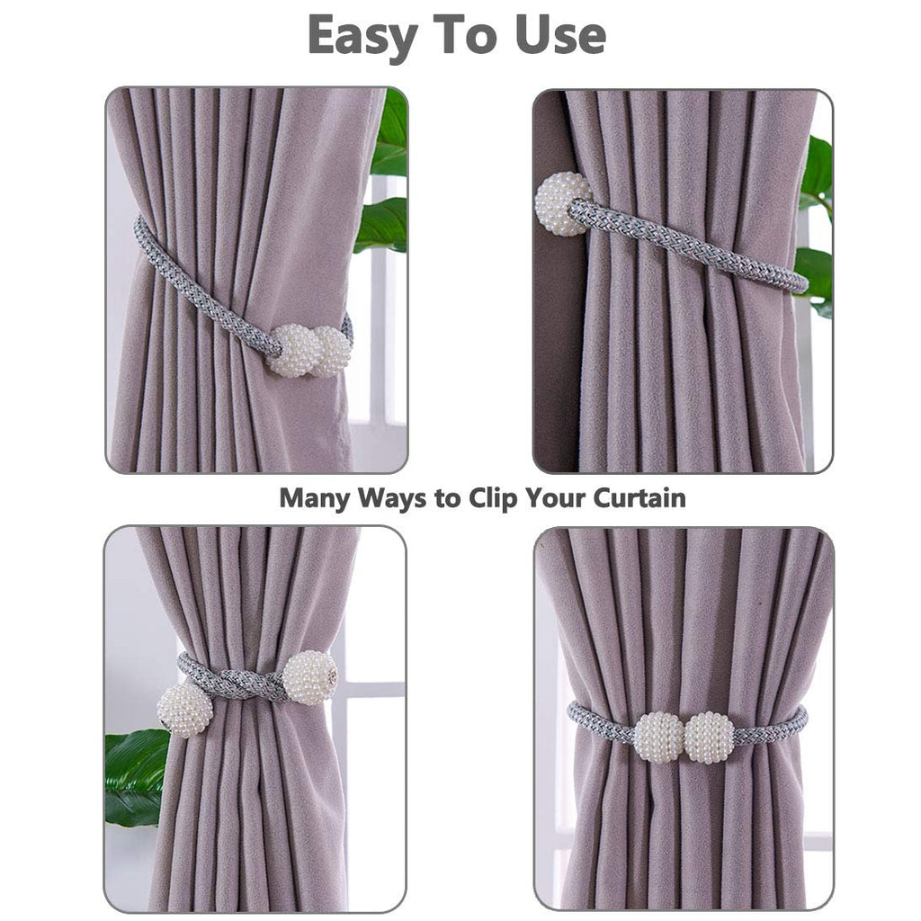 6 Pack Magnetic Curtain Tiebacks, Decorative Curtain Holdbacks for Window Décor (Coffee)