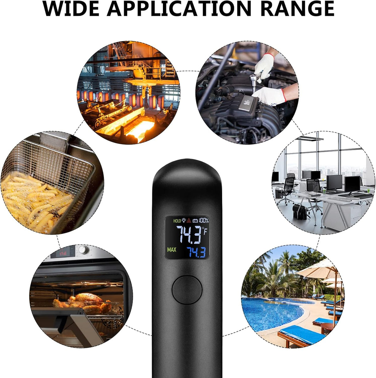 Rechargeable Infrared Thermometer Gun for Cooking, Laser Temperature Gun