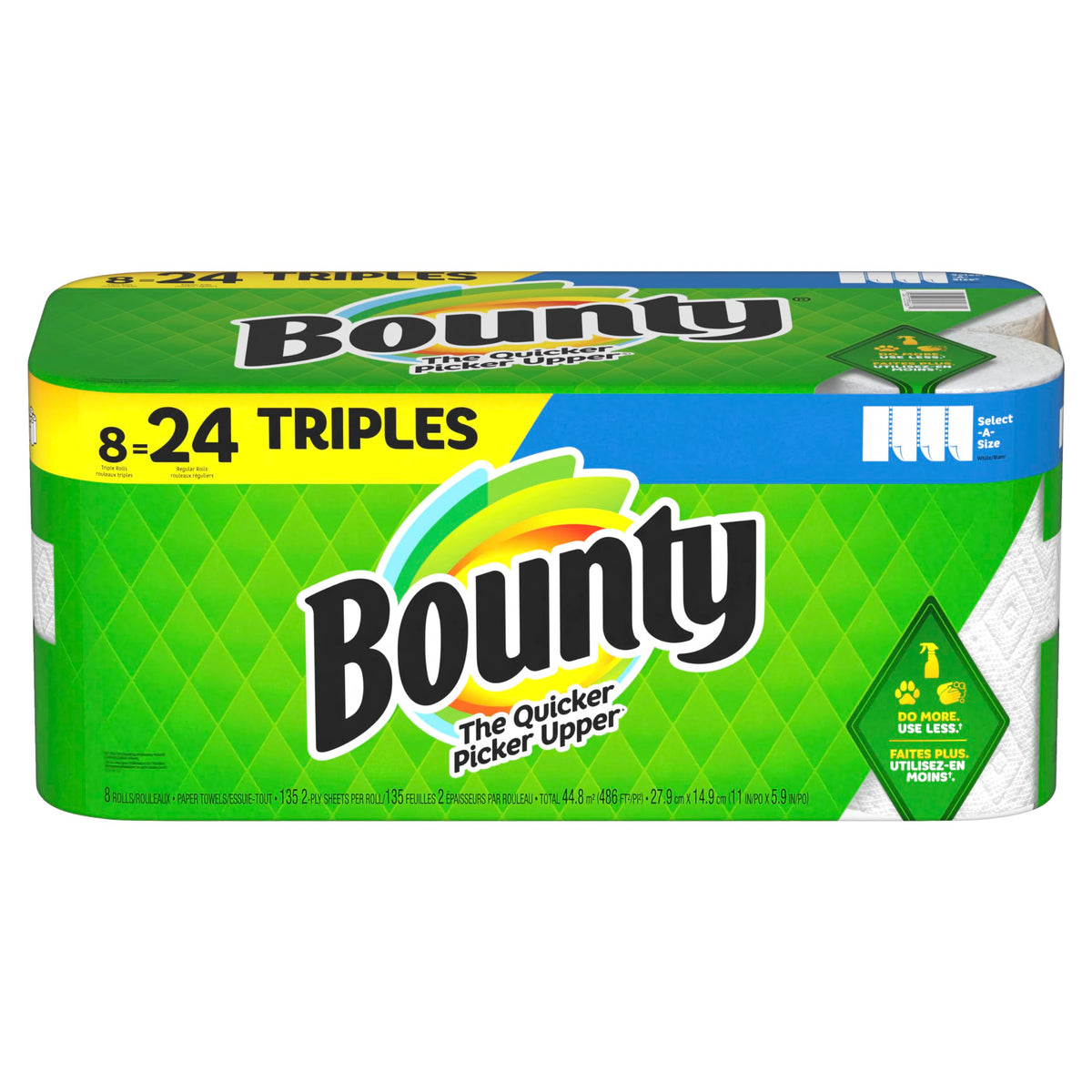 Select-A-Size Paper Towels, 8 Triple Rolls, White, 135 Sheets Per Roll