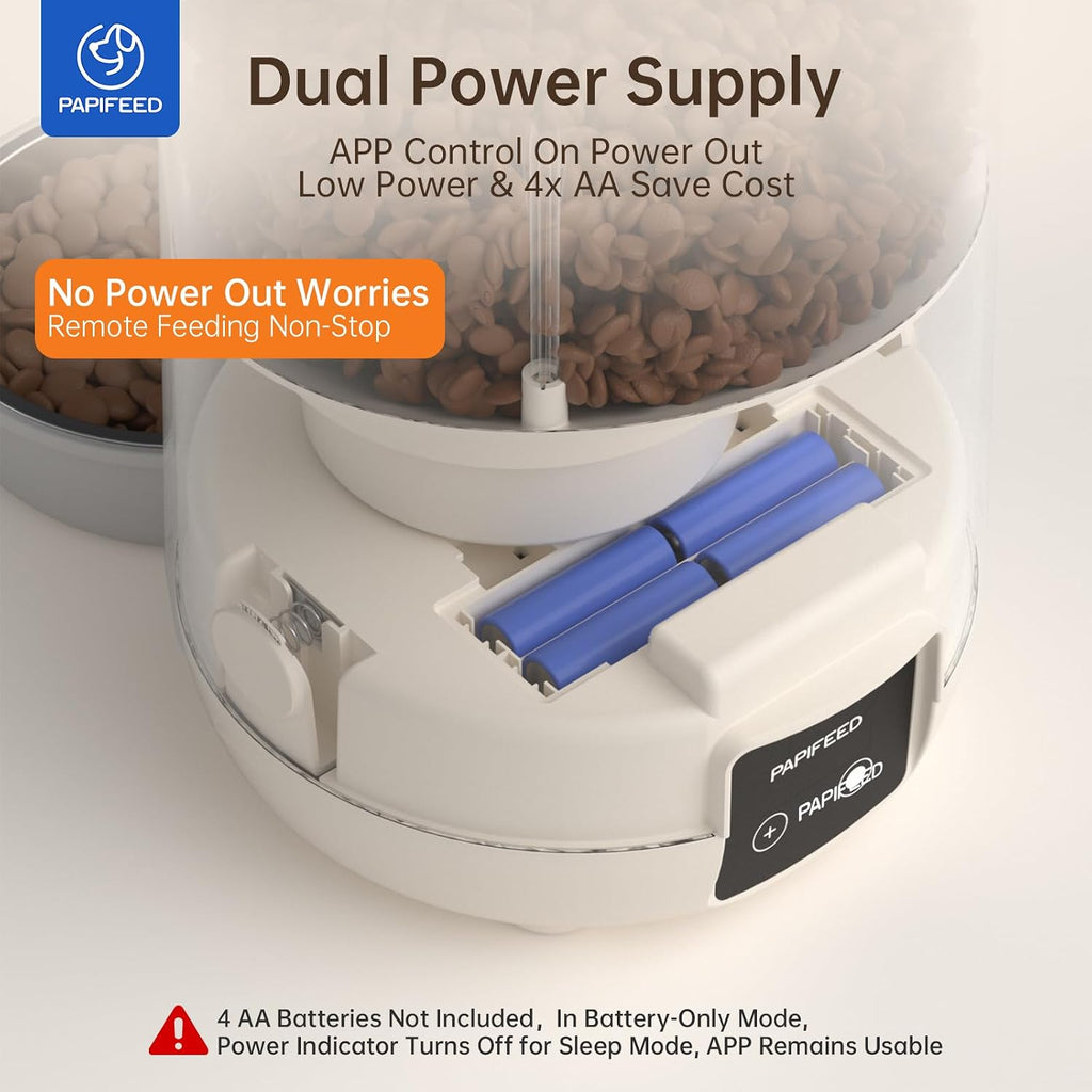 Automatic Cat Feeder with App, WiFi Auto Cat Feeder, 3L Slow-Feed Cat Food Dispenser for Dry Food, Dual Power Supply