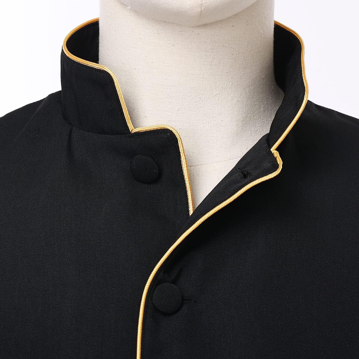 Mens Clergy Coat Church Priest Robe Vestment Stand Up Collar Button Down Top Outwear for Pastor