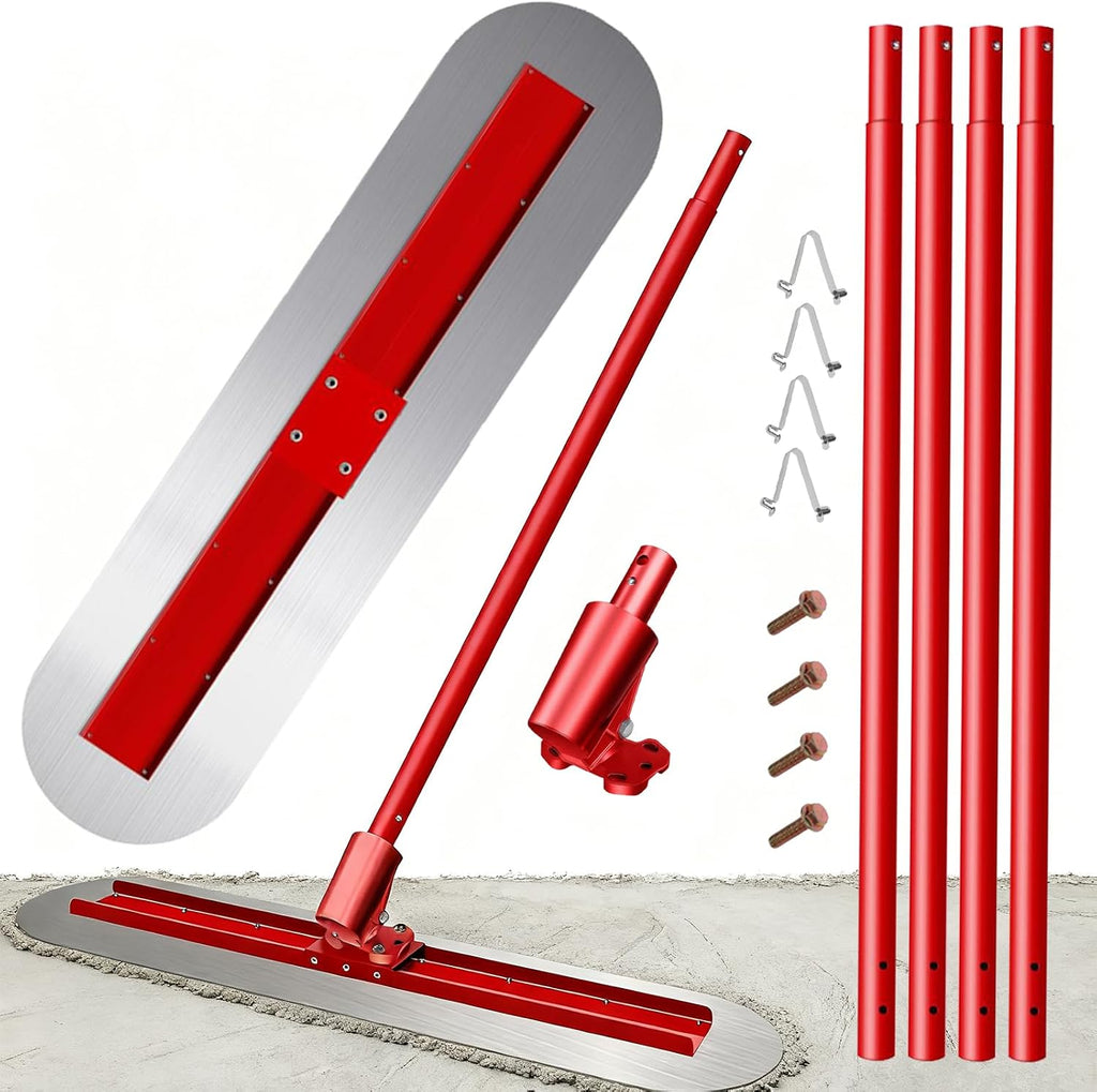 Bull Float Magnesium Concrete Tools, 48x12 in Floats Tools Kit, Includes 4 Handles and Smooth Pitch Bracket, Grout