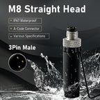 10Pcs M8 3Pin Male Industrial Aviation Connector (A-Code) Waterproof, Sensor Plug Field-Assemblable 8mm Circular Socket Panels Adapter IP67