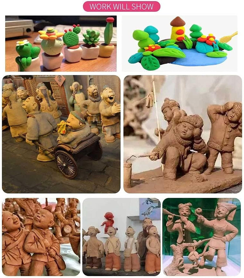 Air Dry Clay Sculpting Tools, Modeling Shaping Embossing for Kids and Adults,Polymer Clay Tools,Pottery Tools Kit 19Pcs