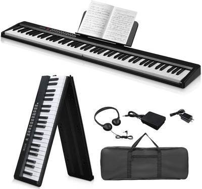 Foldable Piano Keyboard 88 Key Electronic Keyboard Piano (Black) | Full Equipment for Beginners with A Portable Bag