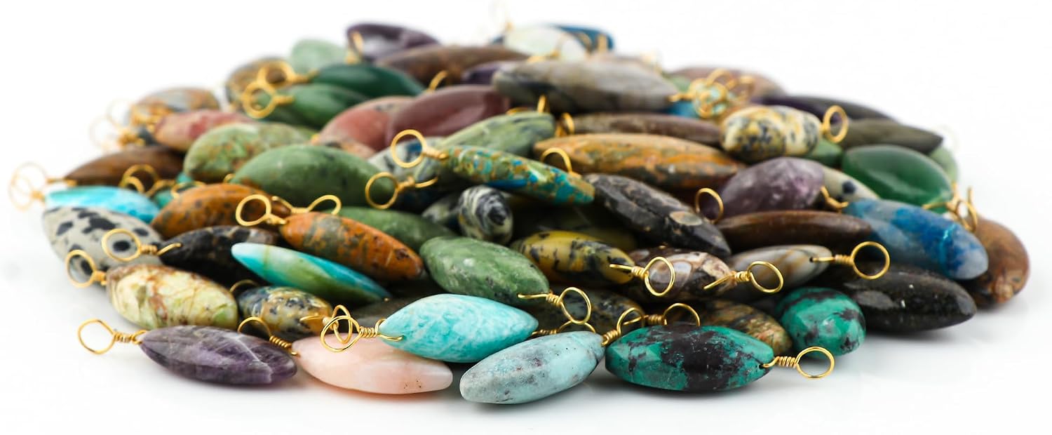 (Pack of 5) Wholesale Bulk Mix Gemstone Crystals Pendant Necklace, Jewelry for Women, Natural Cabochons, Gift