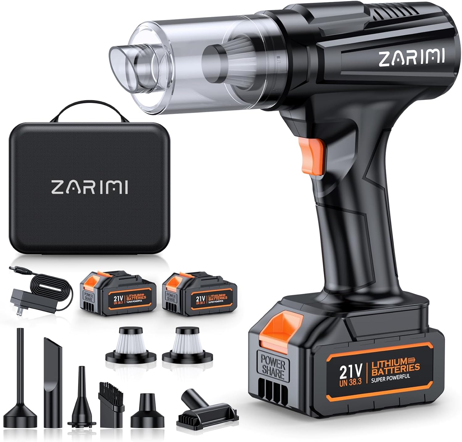 Car Vacuum Portable Cordless, 50000Pa Strong Suction Brushless Motor, Handheld Vacuum with 2 Batteries & Charger