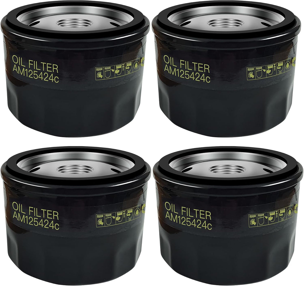 4 Pack AM125424 Oil Filter for John Deere AM125424c GY20577 X304 X310 X350 X580 D140 D130 D110 D105，Replace for Kawasaki 49065-7007 49065-0721