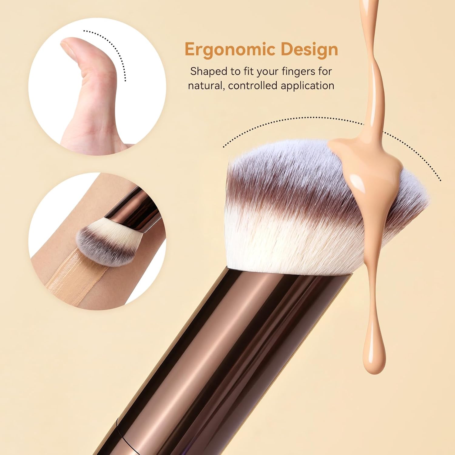 4 PCS Foundation Makeup Brush Set Double-ended Kabuki Contour Brush for Liquid Powder Concealer Cream Cosmetics