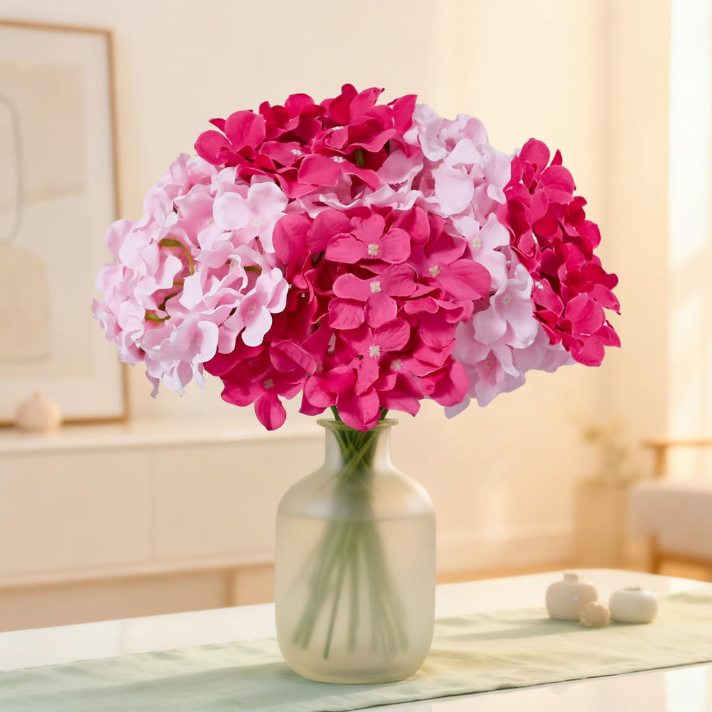 65Pcs MixedPink Hydrangea Artificial Flowers Bulk