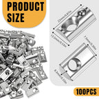 100 Pcs 40 Series M8 Thread T Spring Nut Carbon Steel European Standard M8 T Nuts Half Round Roll in Spring for 3D Printer, Aluminum Extrusion Profile, Silver