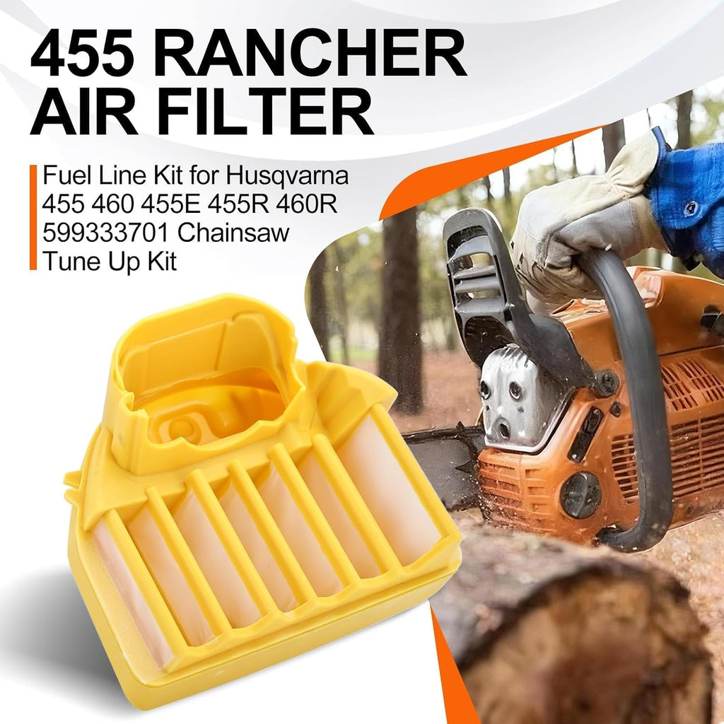 Hipa 2 Pack Air Filter Fuel Line for Husqvarna 455 Rancher Parts