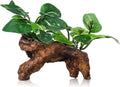Artificial Aquarium Ornaments Silk Leaf Betta Fish Tank Decoration Driftwood Cave Decor for Reptiles Plants Driftwood