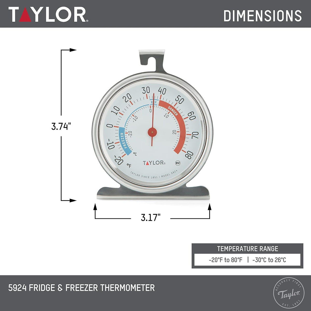 Analog Refrigerator Freezer Thermometer