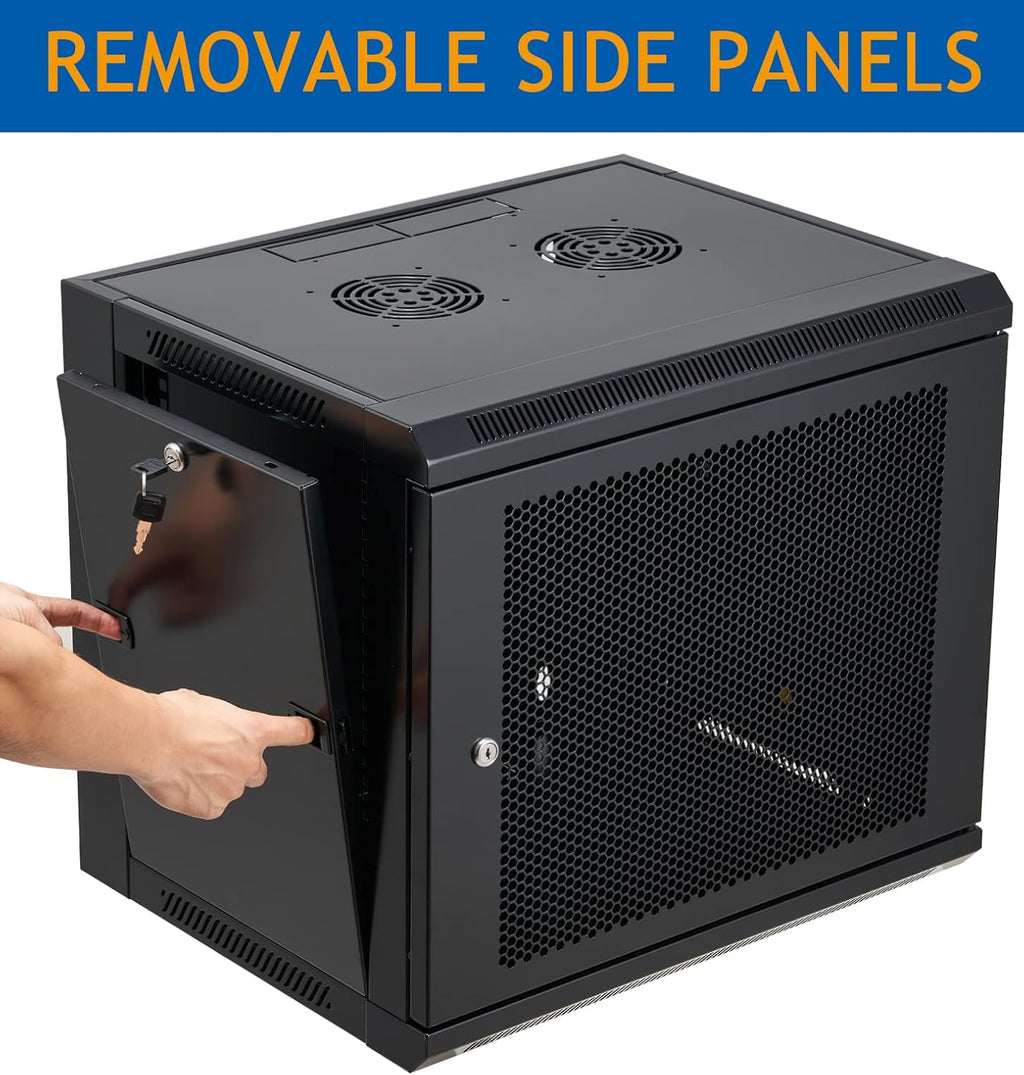 9U Wall Mount Server Cabinet Network Rack Vented Enclosure Locking Door