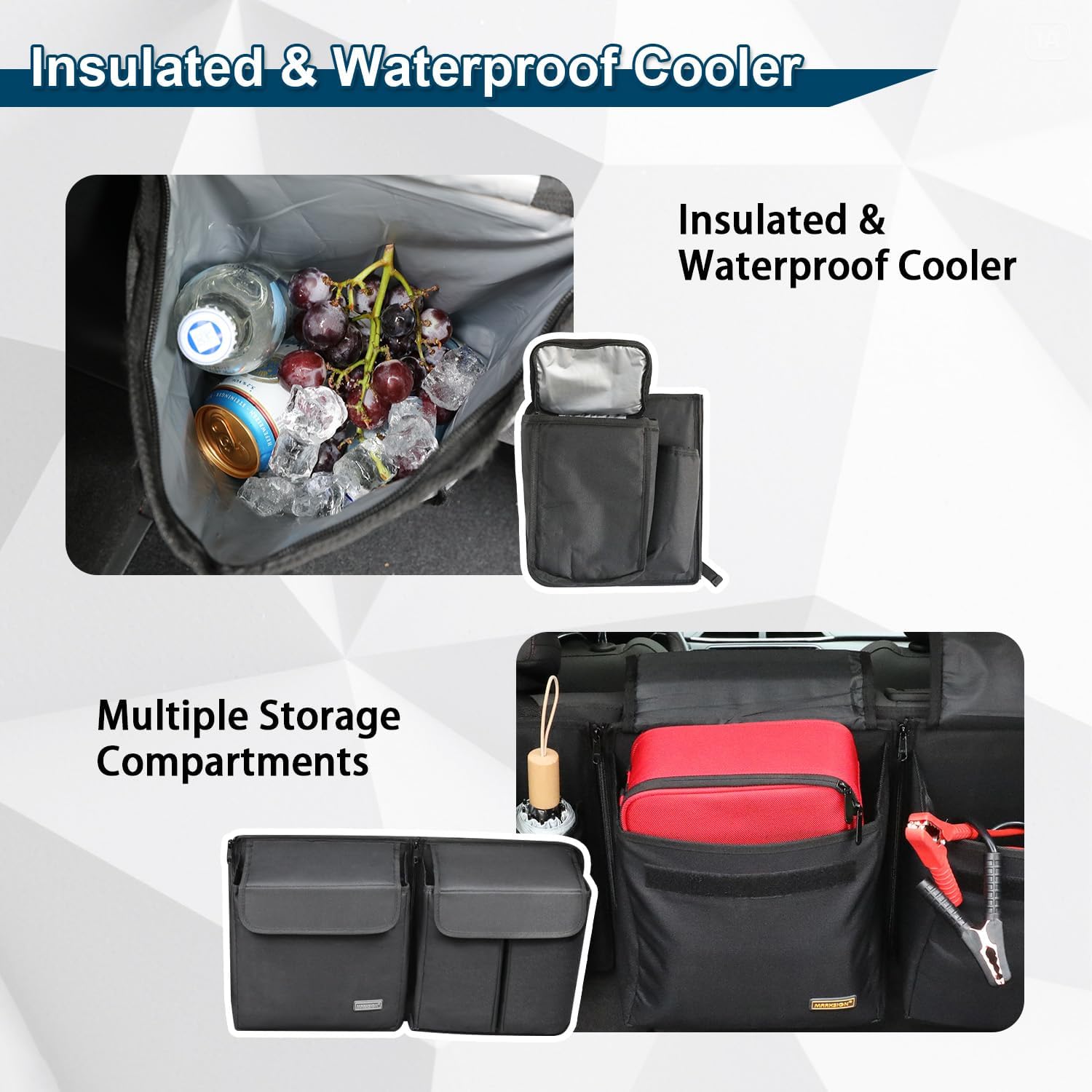 Deluxe Trunk and Backseat Organizer for Medium or Large Size SUVs & RVs, Detachable Storage Modules with Built-in