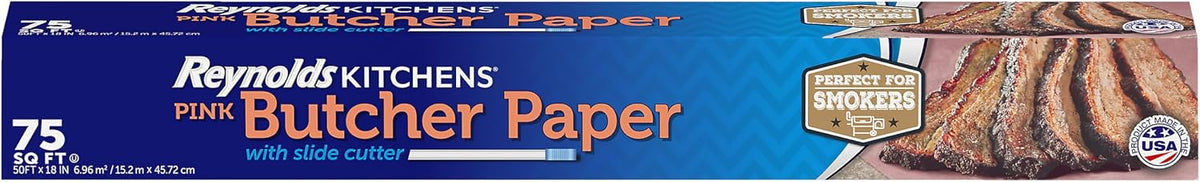 Kitchens 18 Inch Pink Butcher Paper with Slide Cutter, 75sq ft
