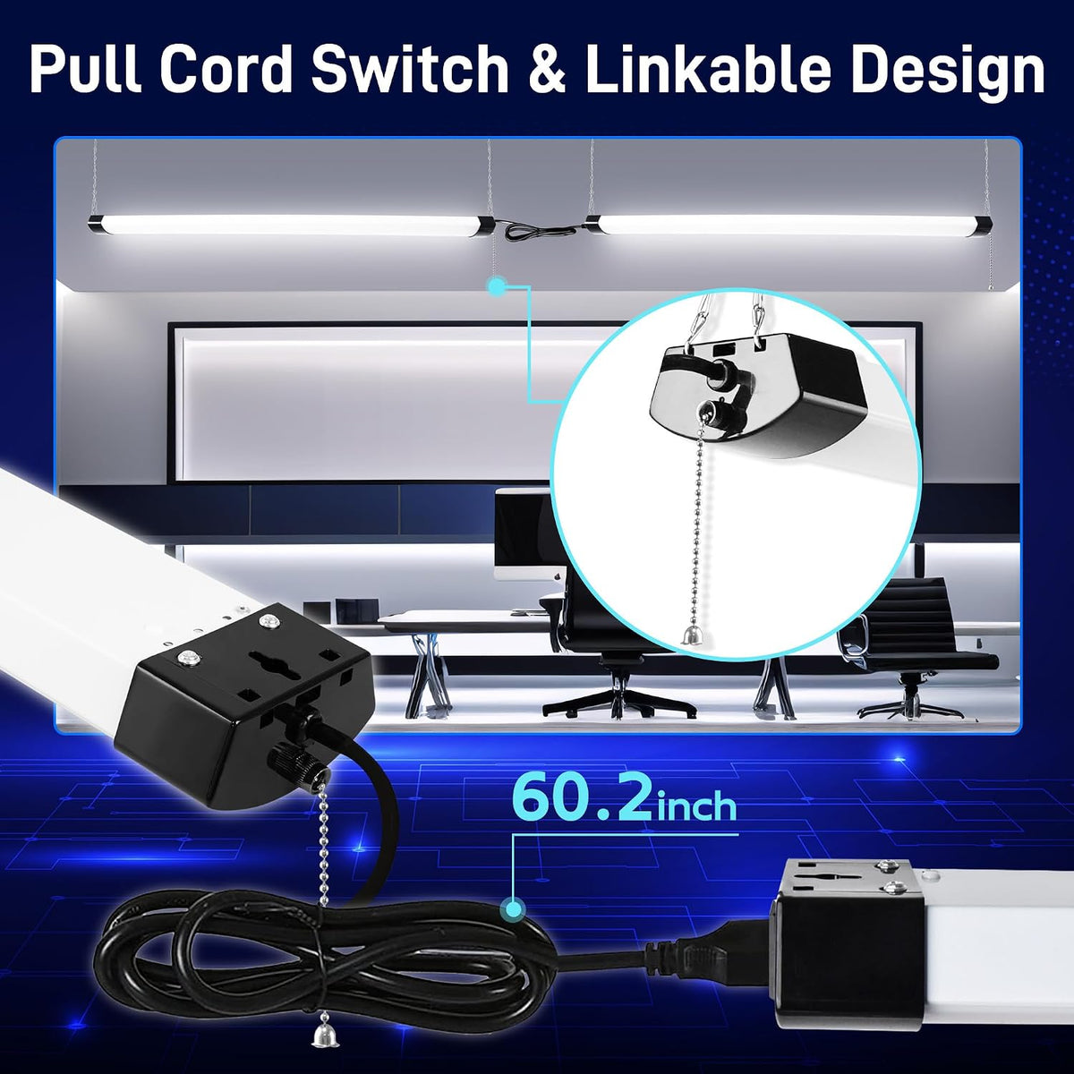 hykolity 4FT LED Shop Light Linkable,8000LM(300w Equivalent),5000K