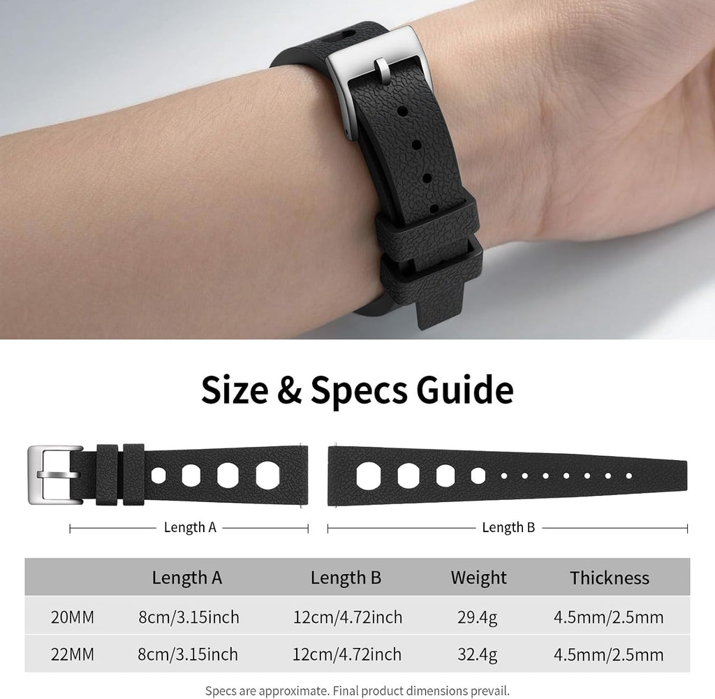FKM Rubber Watch Strap 20mm, Quick Release Watch Band 22mm for Men Women, Waterproof Soft Premium Fluororubber