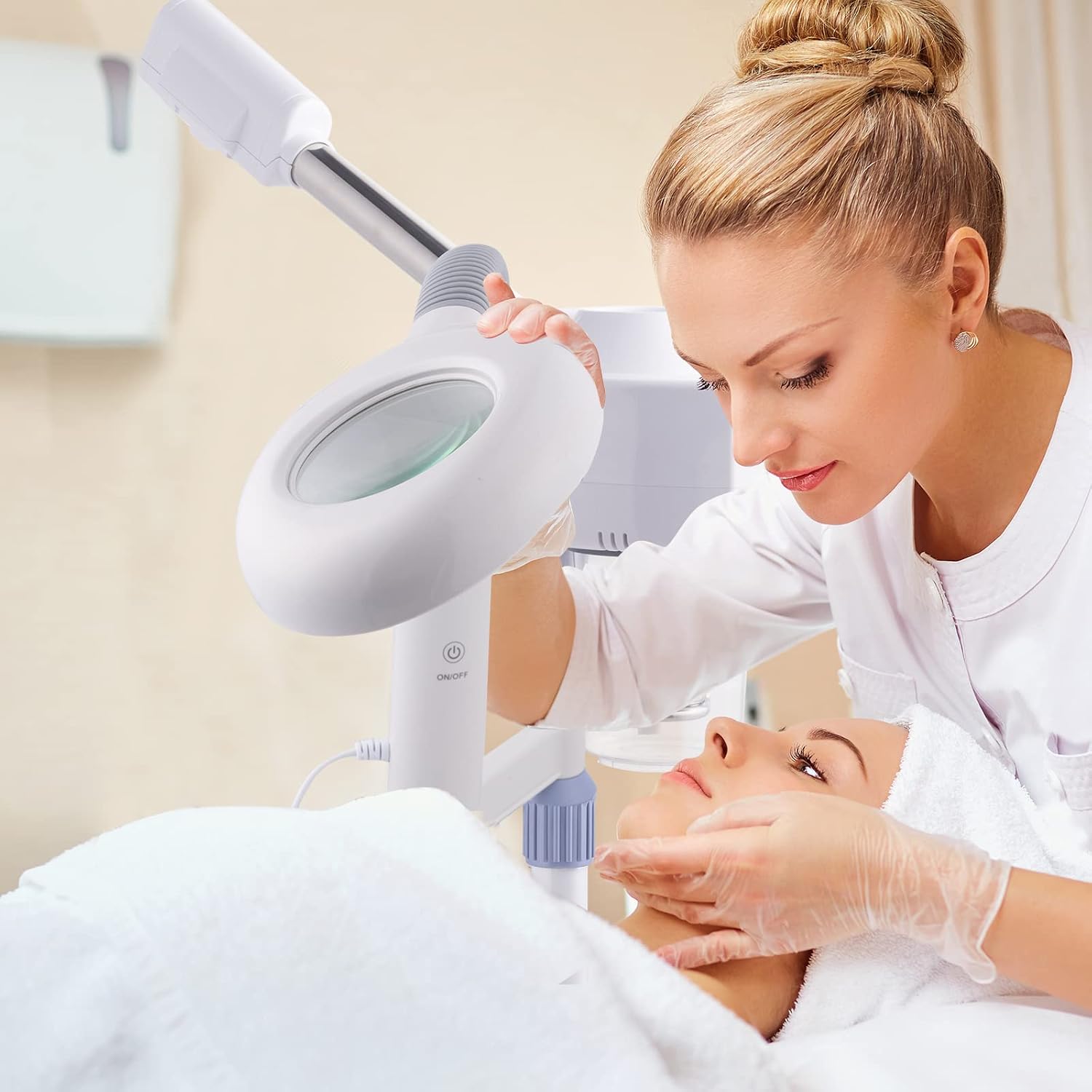 Professional Facial Steamer with 3X Magnifying Lamp, 2 in 1 Facial Steamer Upgrade PTC Heating, Esthetician Face
