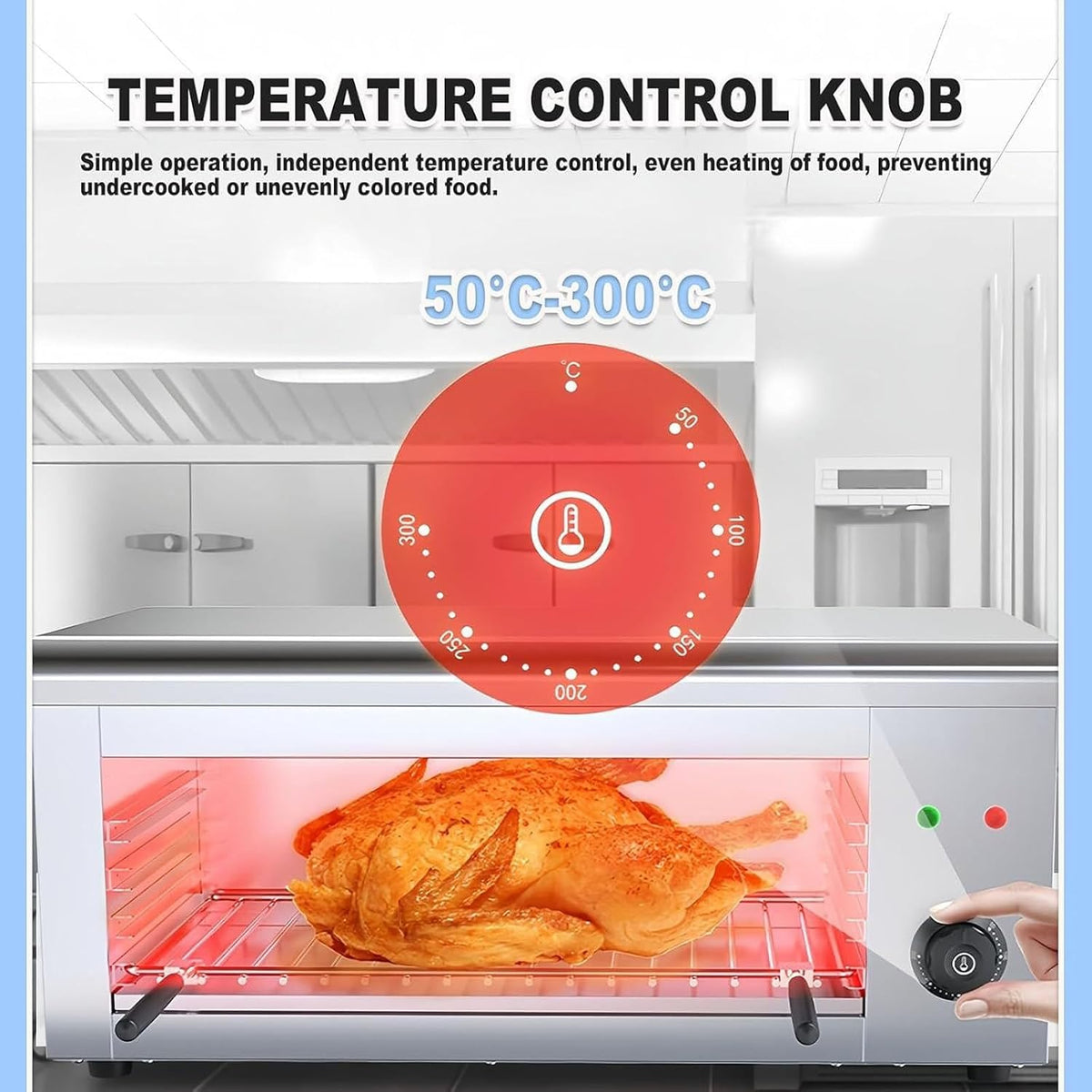 2000W Salamander Broiler Countertop Grill, Electric Cheese Melter with 122-572°F & 4 Height, Stainless Steel Toaster