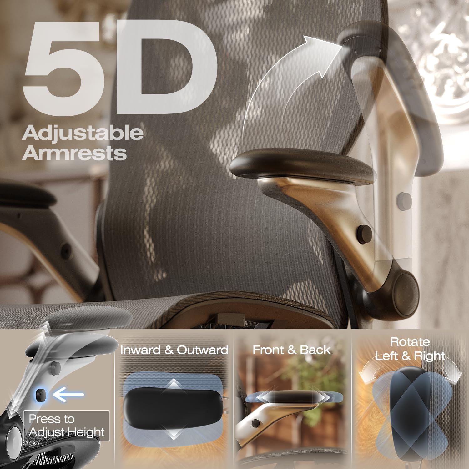 X100 Ergonomic Mesh Office Chair with Footrest, Big and Tall Hone Desk Chair with 5D Flip-Up Arms, Adjustable 3D