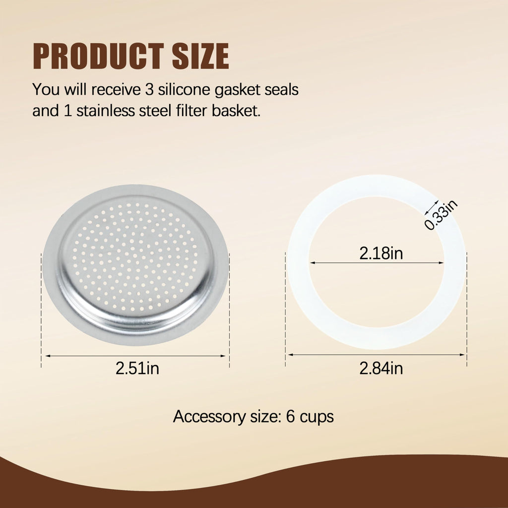Replacement Filter Set for 6 Cup Stove Top Espresso Maker Aluminum Filter