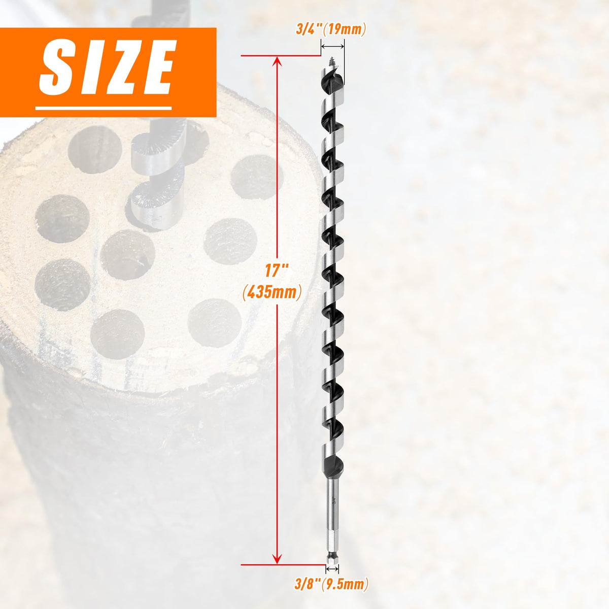3/4 Inch x 17 Inch Auger Drill Bit for Wood,3/4 Inch Hex Shank