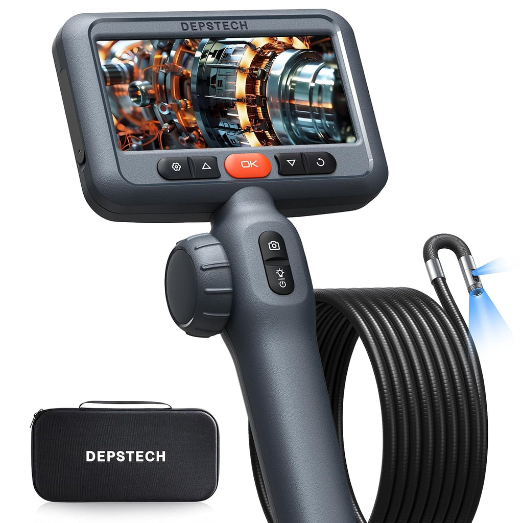 DEPSTECH 10FT Articulating Borescope, Dual Lens Endoscope Camera with Light