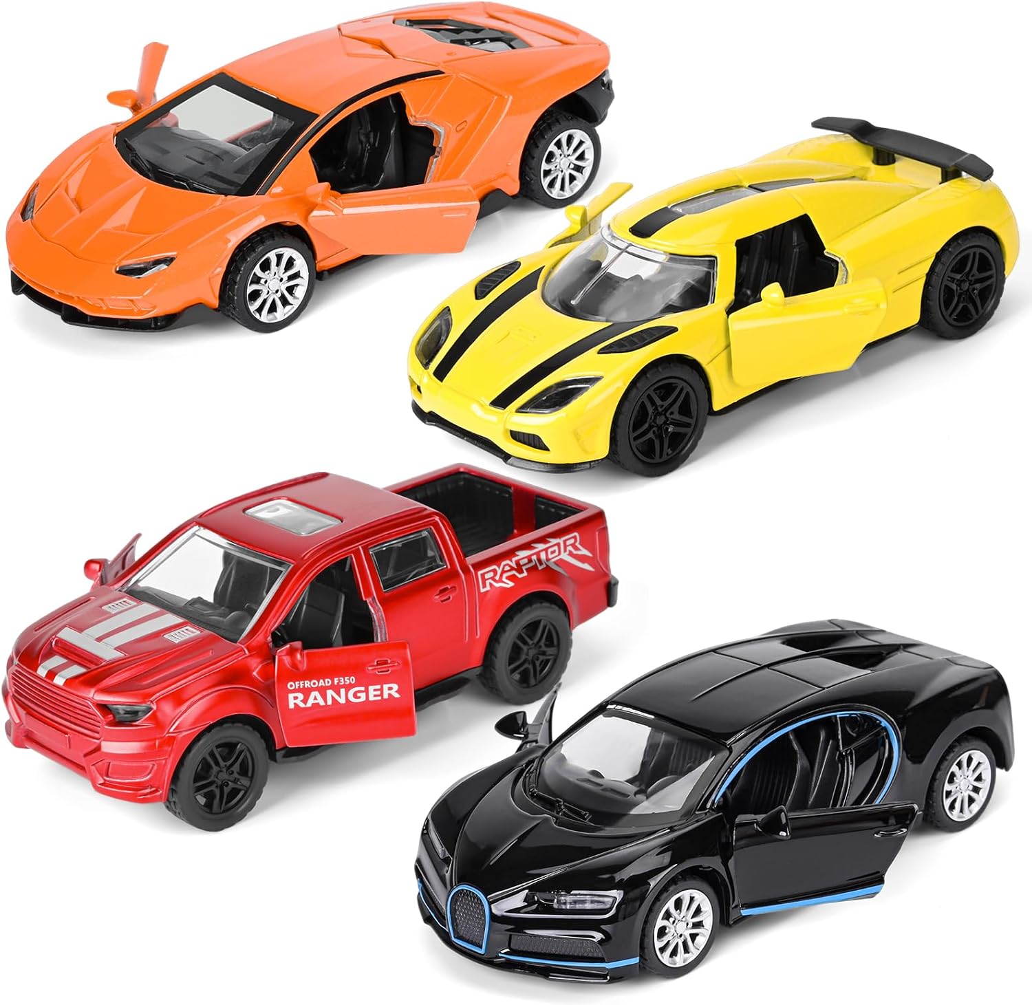 Metal Diecast Cars Toy,1:36 Pull Back Toy Cars with Opening Doors,4 Pack | Kid Race Cars Toys Set,Boy Model Toy Car