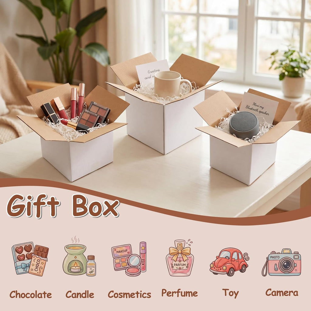 30 Packs White Assorted Sizes Shipping Boxes of 6x6x6, 5x5x5, 4x4x4