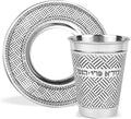 Passover Seder Stainless Steel Kiddush Cup Set 7.5 oz Shabbat Wine Cup & Saucer For Pesach, Rosh Hashanah and