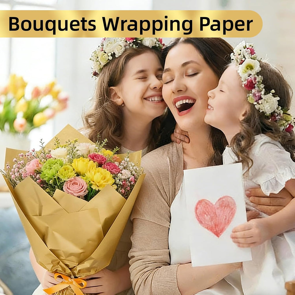200 Sheets Gold Tissue Paper Bulk for Gift Wrapping & Bags