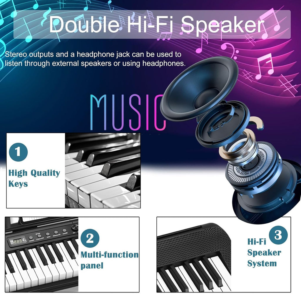 88 Key Piano Keyboard, Electric Digital Piano with Semi Weighted Keys, Keyboard Piano with Sustain Pedal, Power