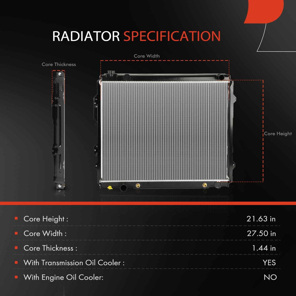 A-Premium Engine Coolant Radiator Compatible with Toyota Model