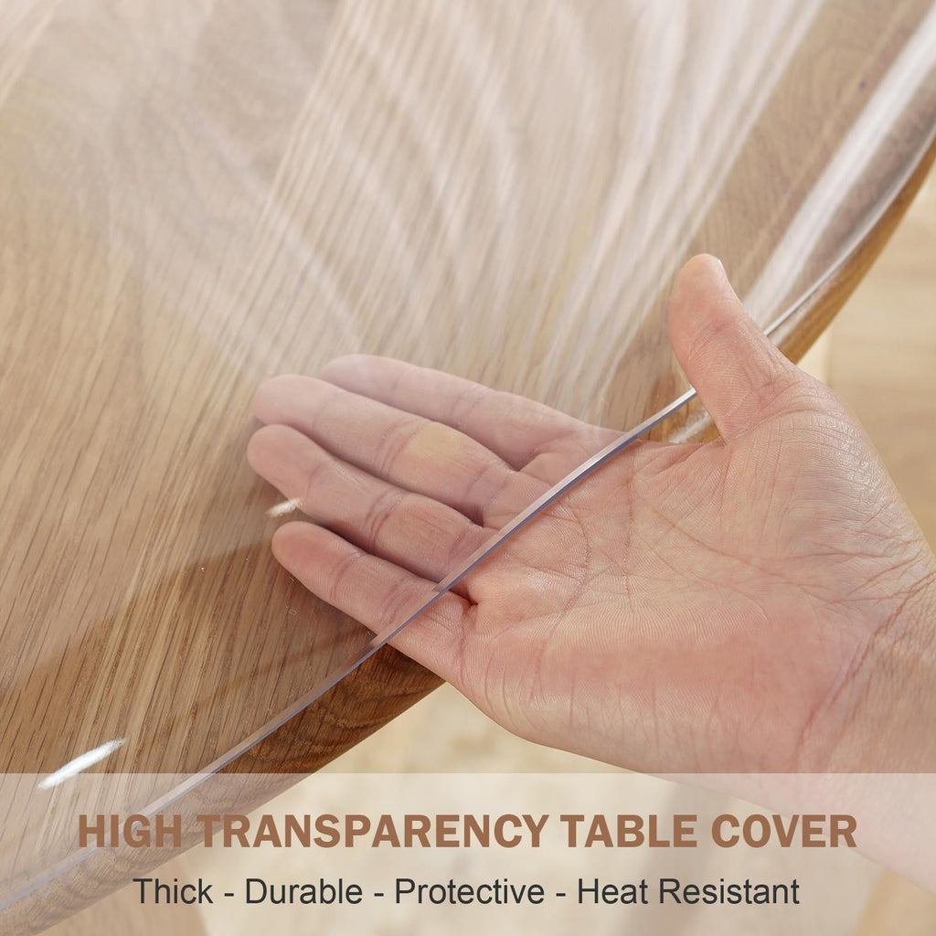 Round Clear Table Cover Protector 48", Waterproof Plastic Cover