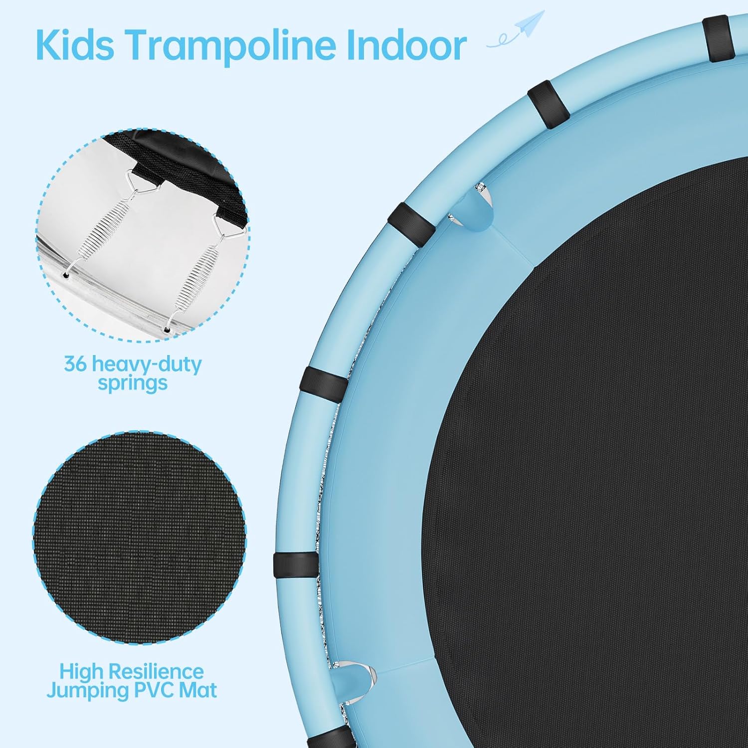 55/60" Trampoline for Kids, 4.5/5 FT Toddler Trampoline with Enclosur Net, Basketball Hoop & Sandbag, 440 LBS