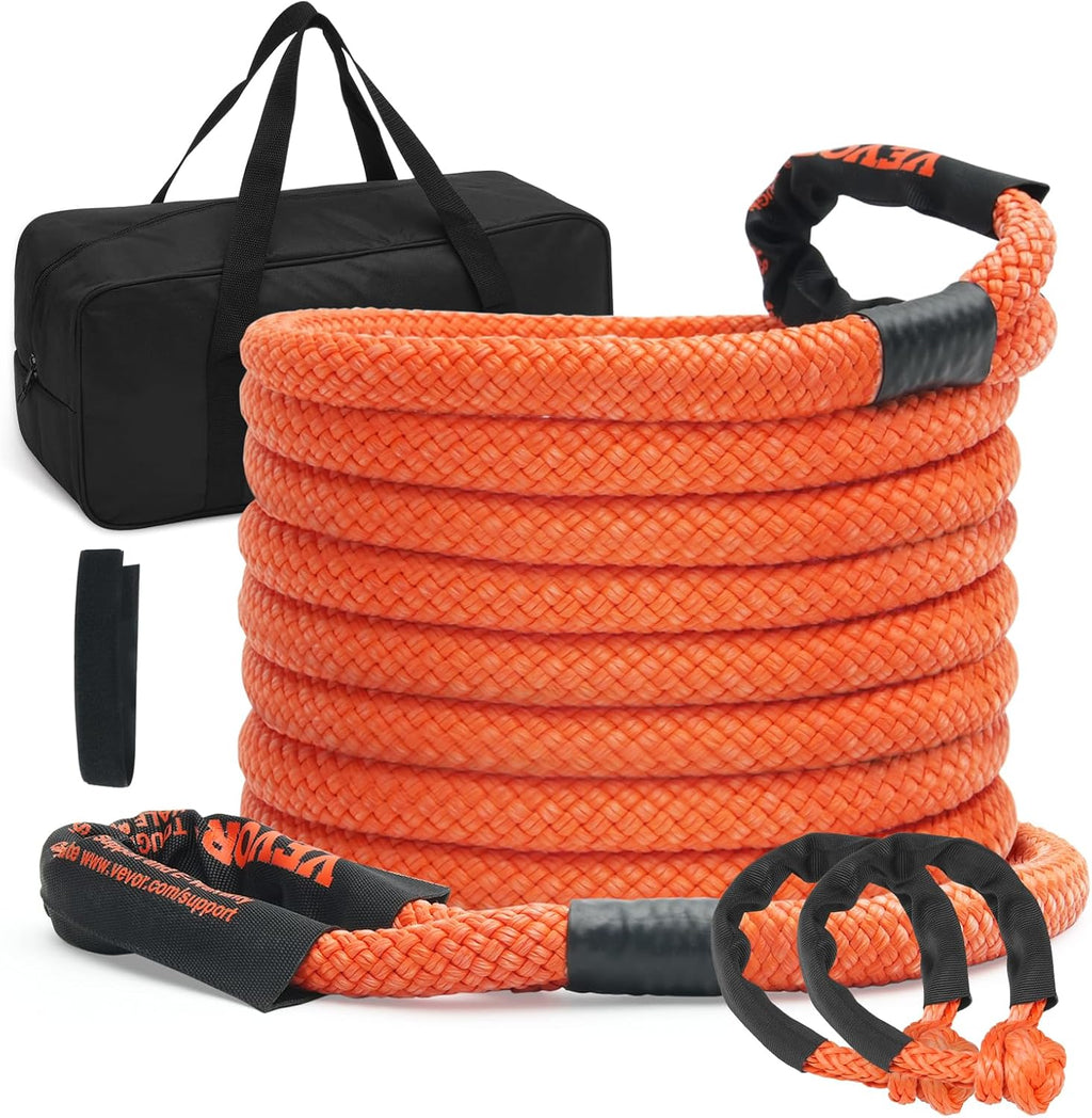 7/8" x 30' Kinetic Recovery Tow Rope 30,580lbs, Heavy-Duty Off Road Snatch Strap with 2 Soft Shackles (41750lbs)