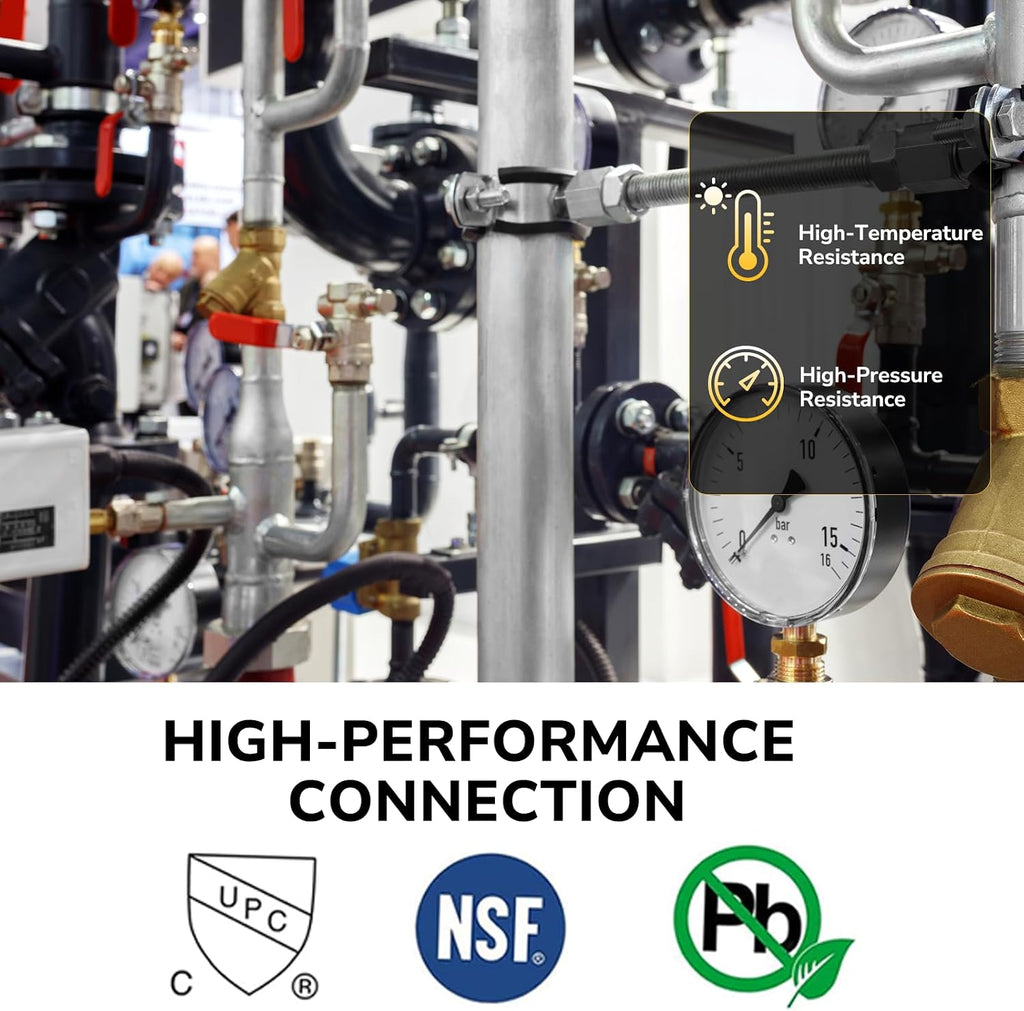 25 Pack Pex Fittings, 3/4" Pex 90 Degree Elbow, Heavy-Duty Brass Crimp Fittings for PEX Pipes with Leak-Resistant Construction, NSF & UPC Certified
