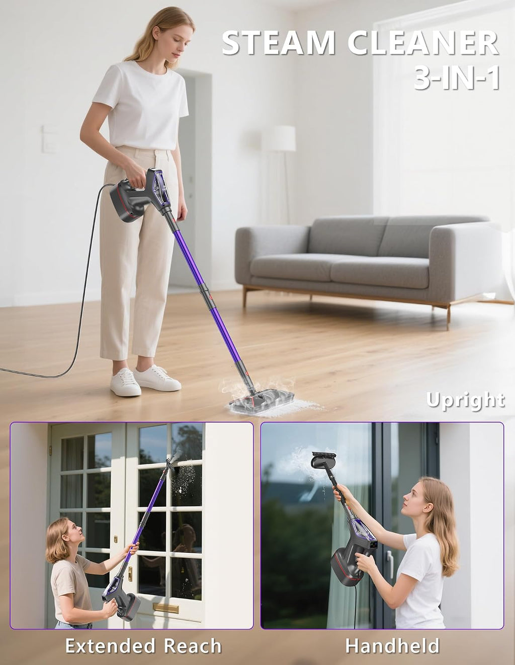 Heavy Duty Steam Mop Cleaner for Hardwood, Tile, Laminate, Windows | ﻿ Chemical-free 266°F Steam, Multipurpose