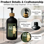 Funny Halloween Bathroom Glass Soap Dispenser with Pump