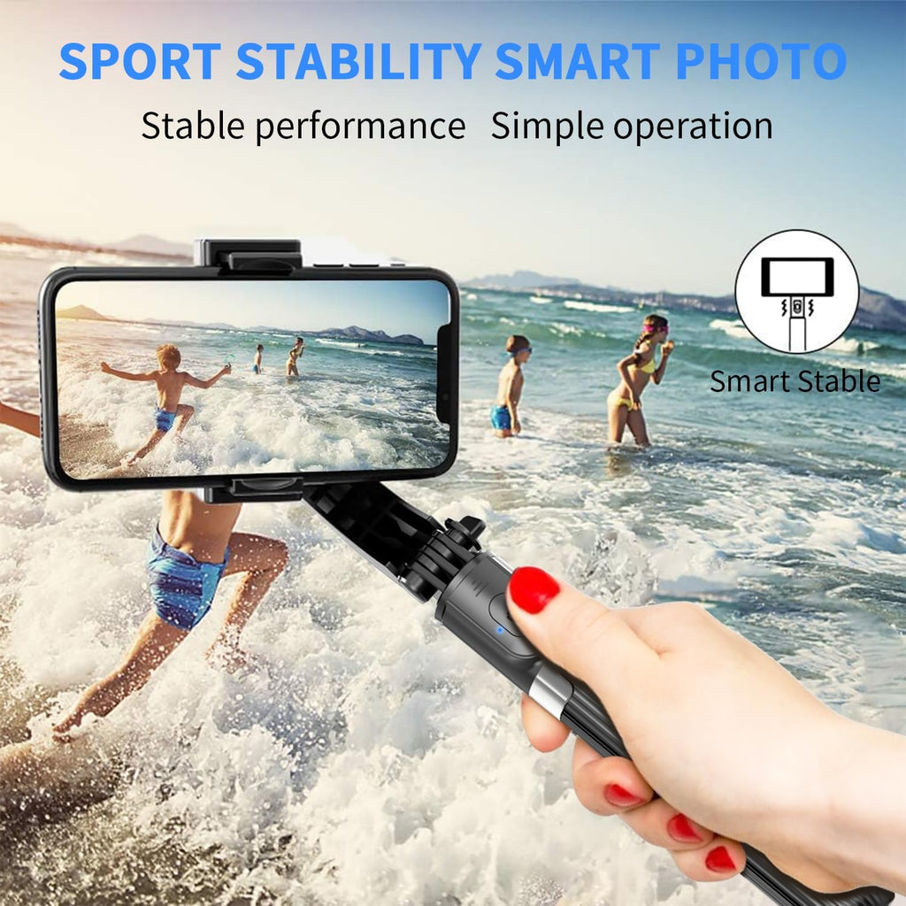 Gimbal Stabilizer for Smartphone ，with Retractable Selfie Stick and Tripod，1-Axis Multifunction Remote 360°Automatic