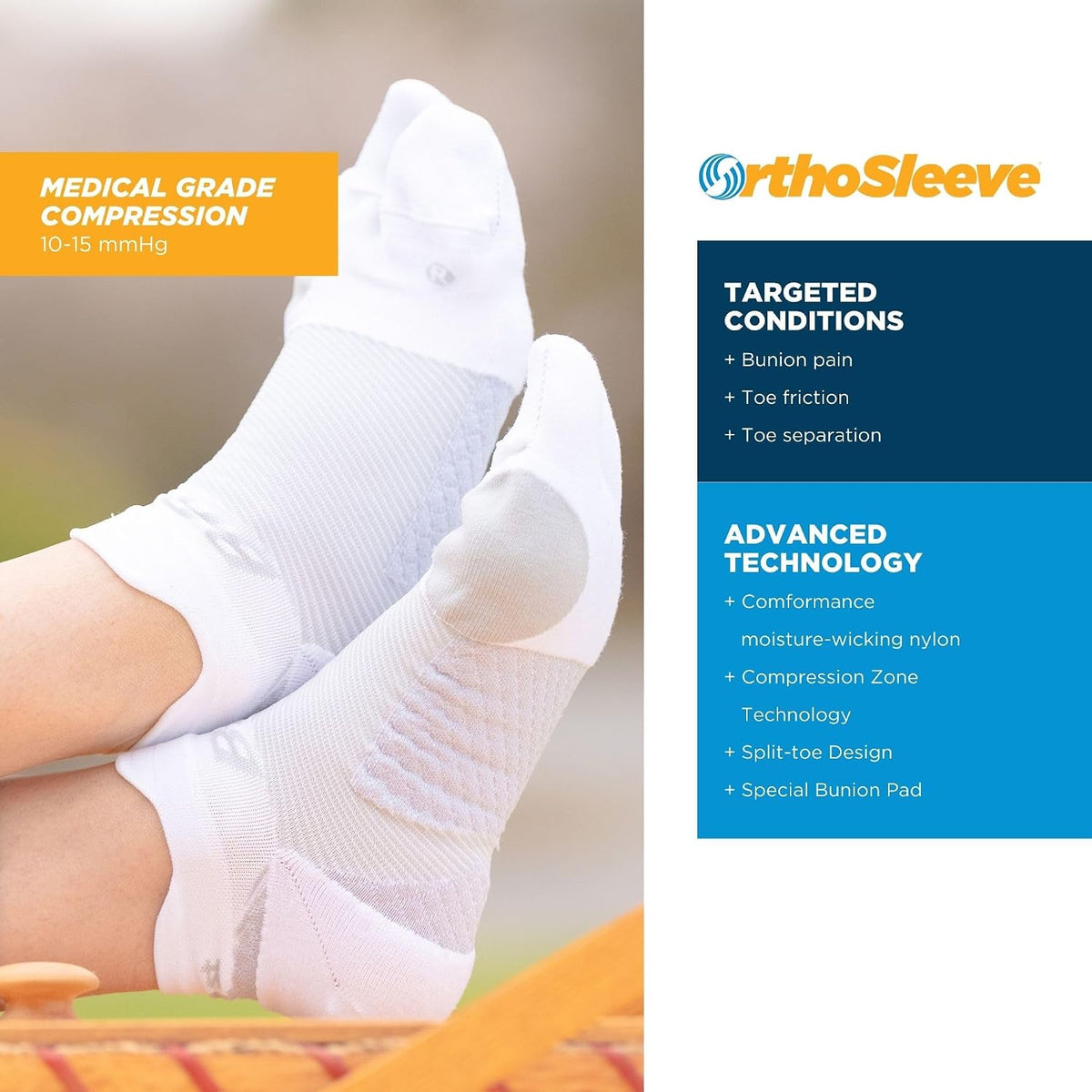 Bunion Relief Socks, Cushioned Split-Toe Design for Women & Men, Toe Separator for Bunion Relief