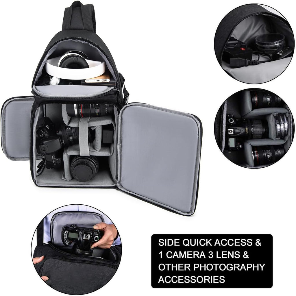 Camera Bag Sling Backpack for DSLR/SLR Mirrorless Camera Waterproof, Camera Case Compatible for Sony Canon Nikon