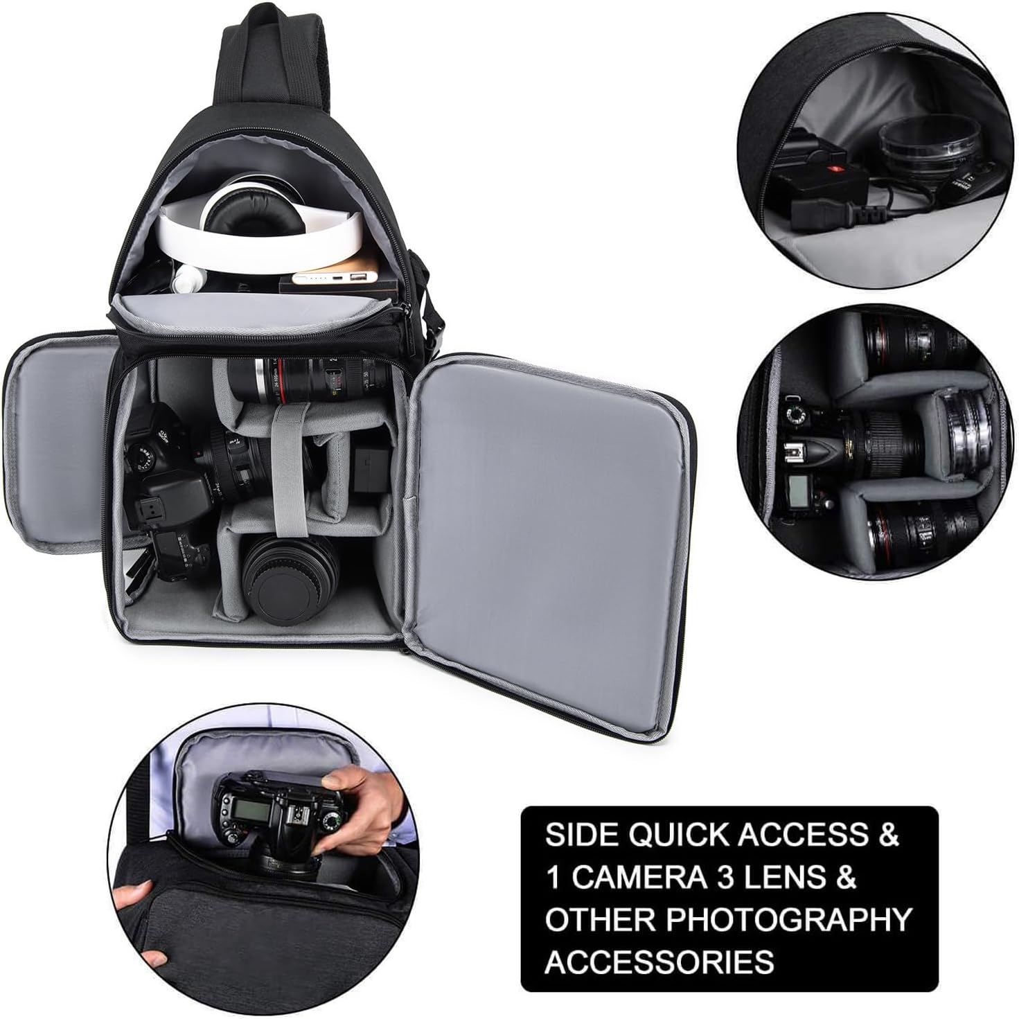 Camera Bag Sling Backpack for DSLR/SLR Mirrorless Camera Waterproof, Camera Case Compatible for Sony Canon Nikon