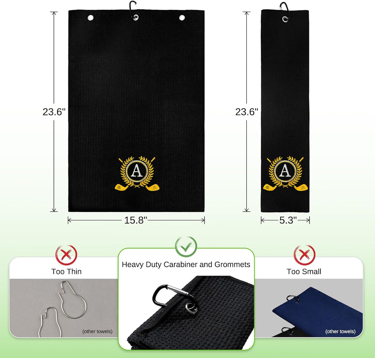 Personalized Golf Towels for Golf Bags - Microfiber Monogrammed Golf Towels for Men/Women, Retractable Brush Tool Kit
