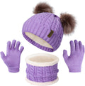 Kids Winter Hat Gloves Scarf Set, Beanie for Girls Boys | Toddler Beanies with Pom, Warm Fleece Lined, Soft Thick